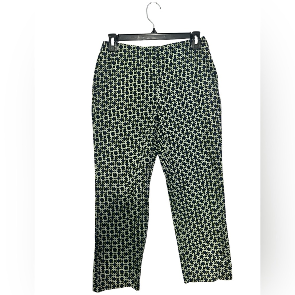Vintage Y2K Talbots Petite Pants sz 2 Geometric Navy Blue Green Soft Pockets